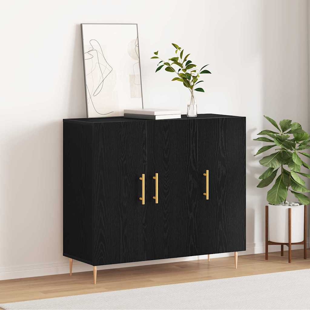 vidaXL Bufet Czarny Dąb 90 x 34 x 80 cm Materiał drewnopochodny