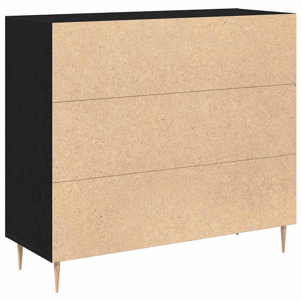 vidaXL Bufet Czarny Dąb 90 x 34 x 80 cm Materiał drewnopochodny