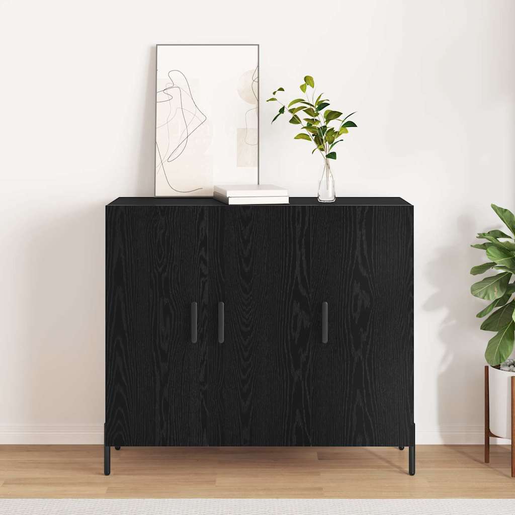 vidaXL Bufet Czarny Dąb 90 x 34 x 80 cm Materiał drewnopochodny