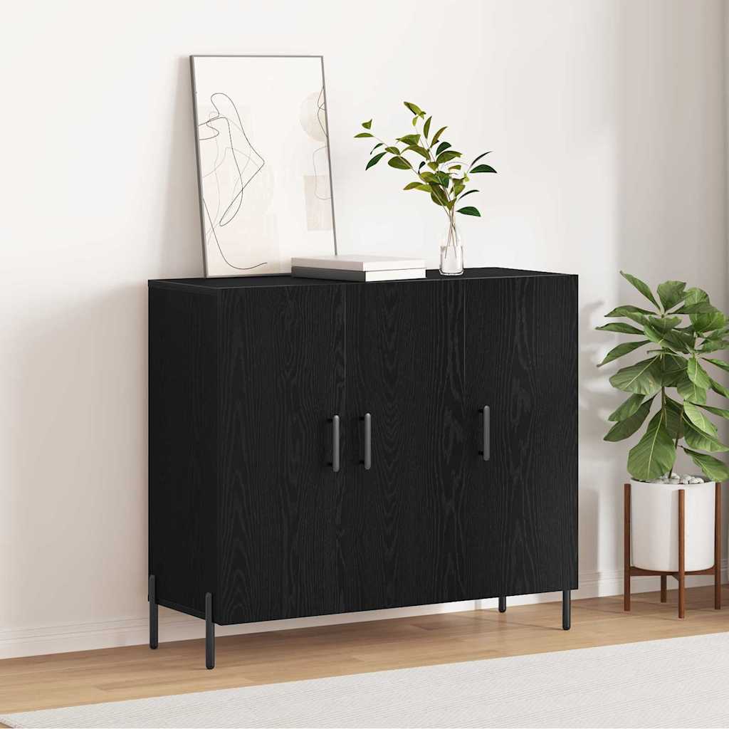 vidaXL Bufet Czarny Dąb 90 x 34 x 80 cm Materiał drewnopochodny