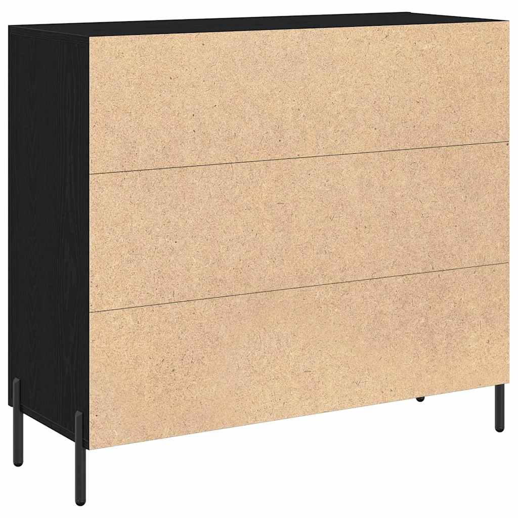 vidaXL Bufet Czarny Dąb 90 x 34 x 80 cm Materiał drewnopochodny