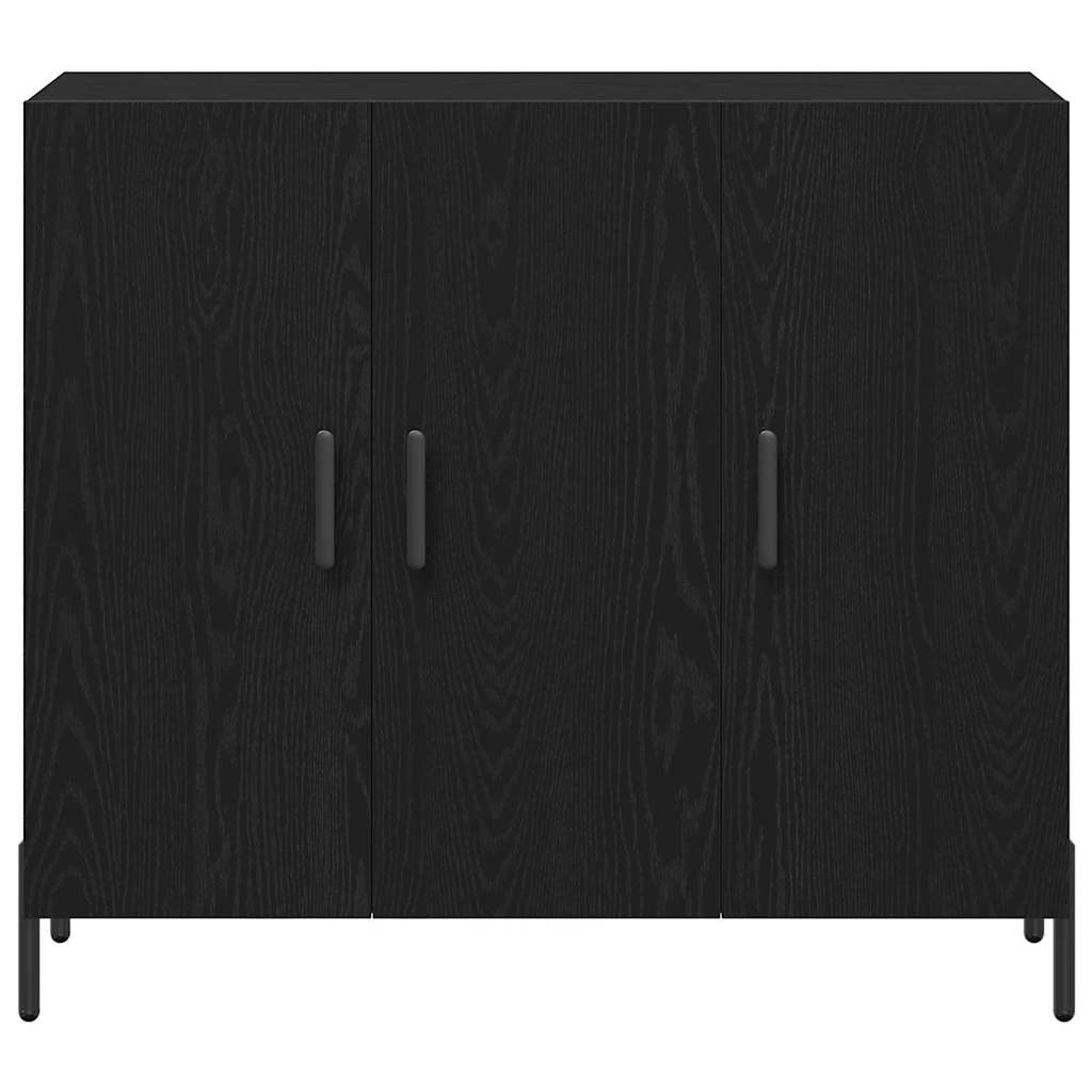 vidaXL Bufet Czarny Dąb 90 x 34 x 80 cm Materiał drewnopochodny