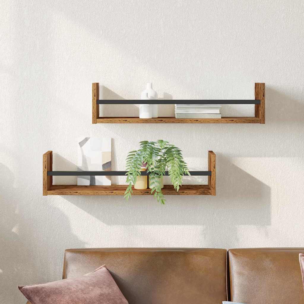 vidaXL Półka ścienna 2 pcs Stare drewno 60 x 16 x 14 cm