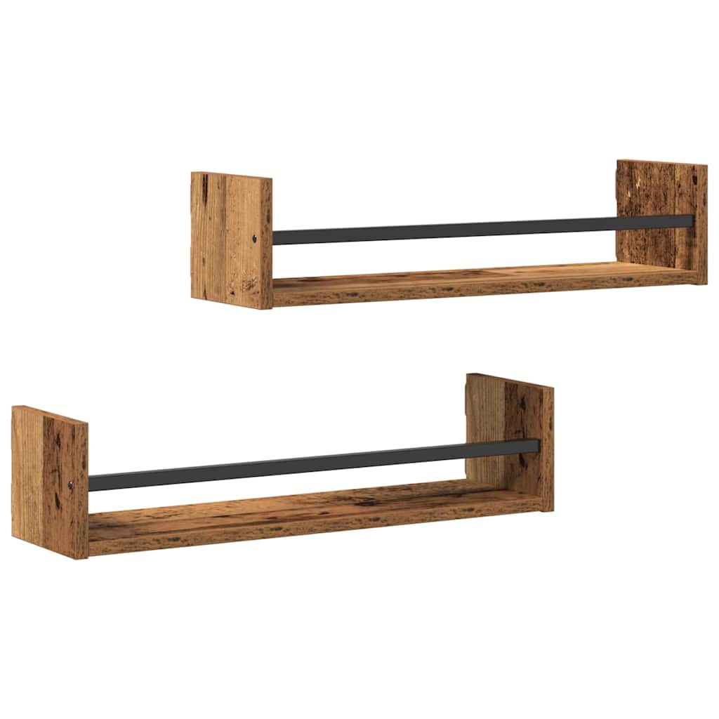 vidaXL Półka ścienna 2 pcs Stare drewno 60 x 16 x 14 cm