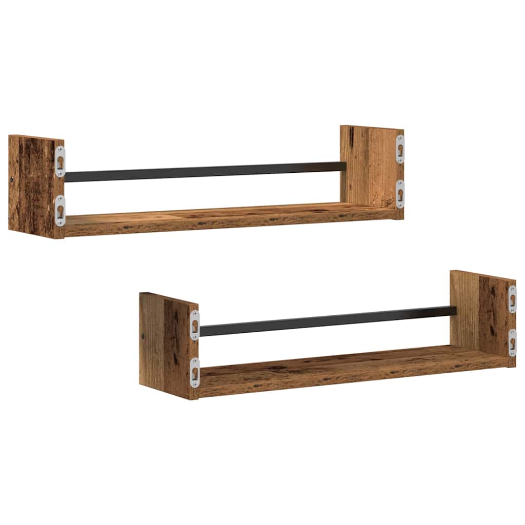 vidaXL Półka ścienna 2 pcs Stare drewno 60 x 16 x 14 cm