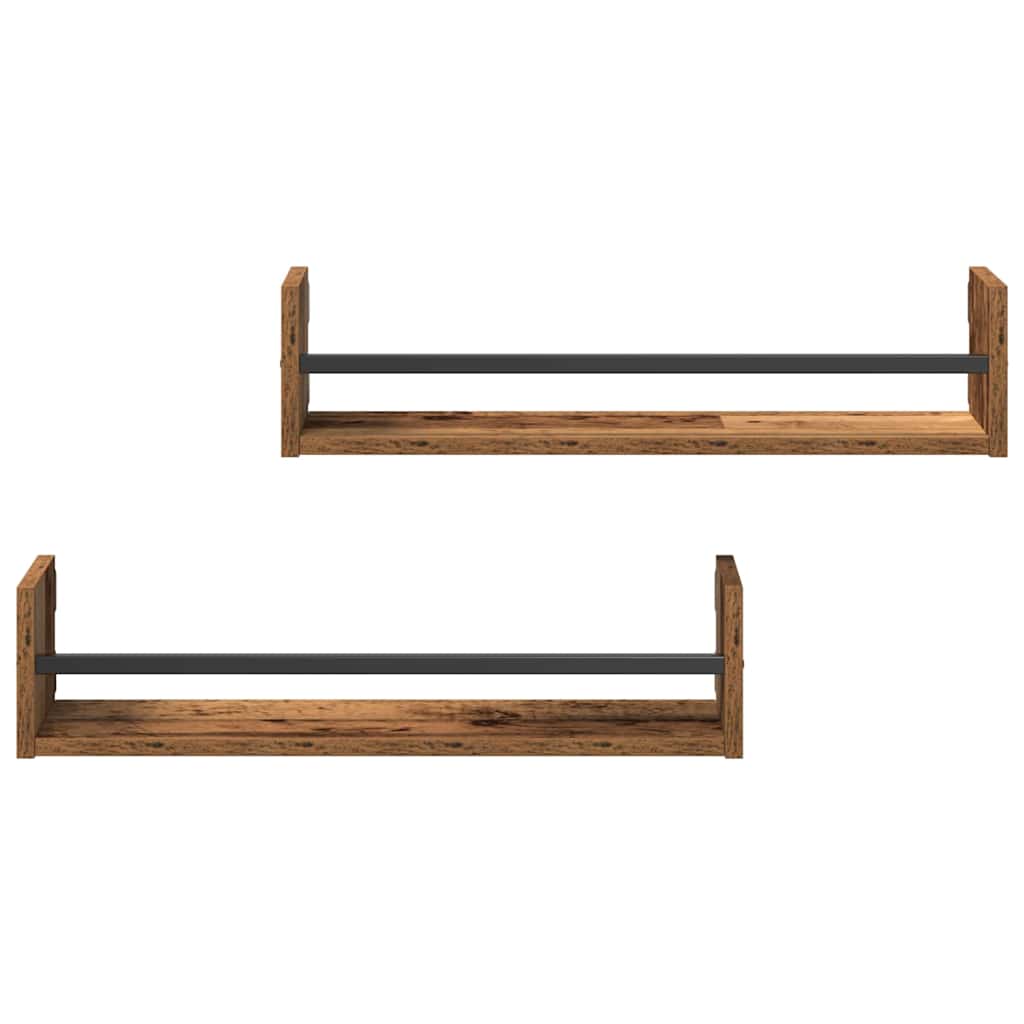 vidaXL Półka ścienna 2 pcs Stare drewno 60 x 16 x 14 cm