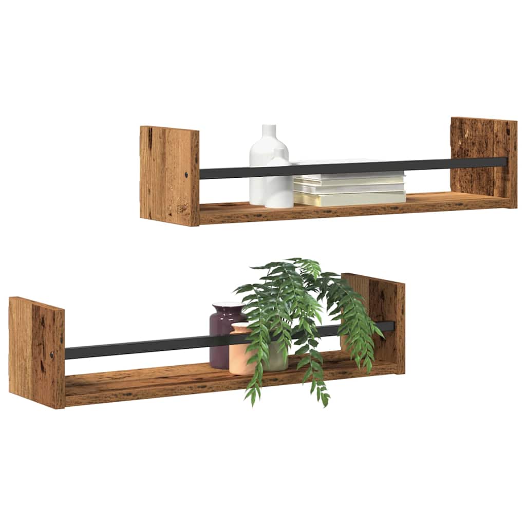 vidaXL Półka ścienna 2 pcs Stare drewno 60 x 16 x 14 cm