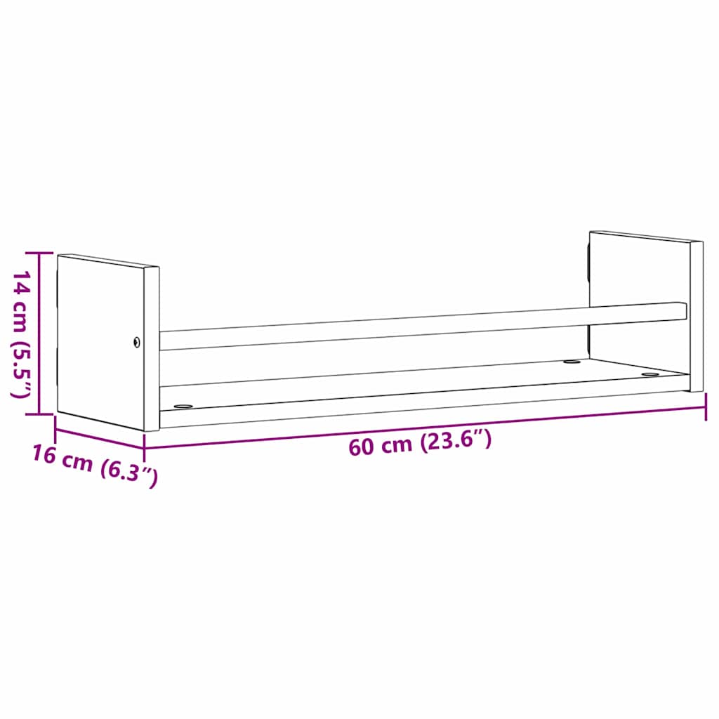 vidaXL Półka ścienna 2 pcs Stare drewno 60 x 16 x 14 cm