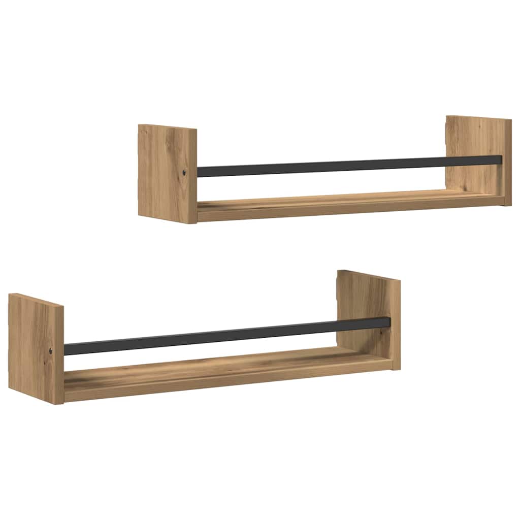 vidaXL Półka ścienna 2 pcs Dąb rzemieślniczy 60 x 16 x 14 cm