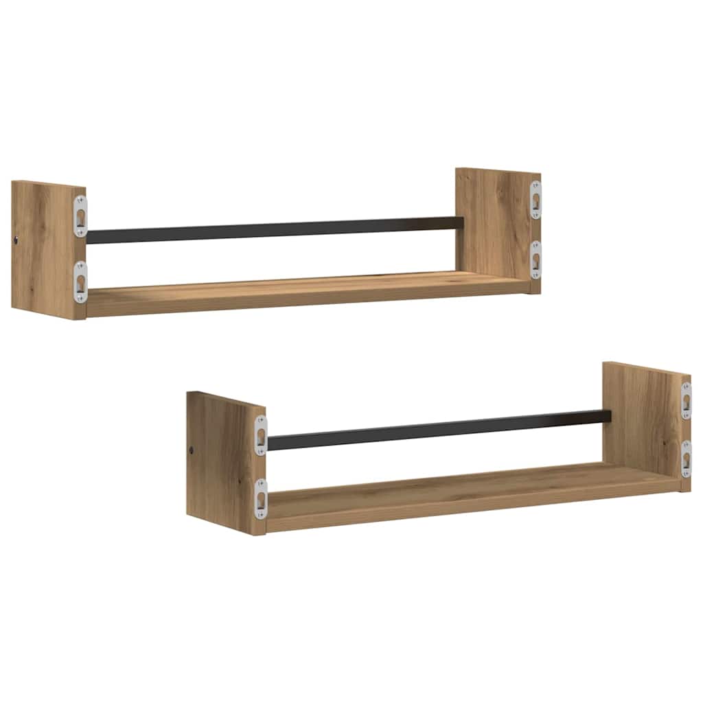 vidaXL Półka ścienna 2 pcs Dąb rzemieślniczy 60 x 16 x 14 cm