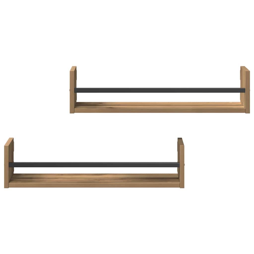 vidaXL Półka ścienna 2 pcs Dąb rzemieślniczy 60 x 16 x 14 cm
