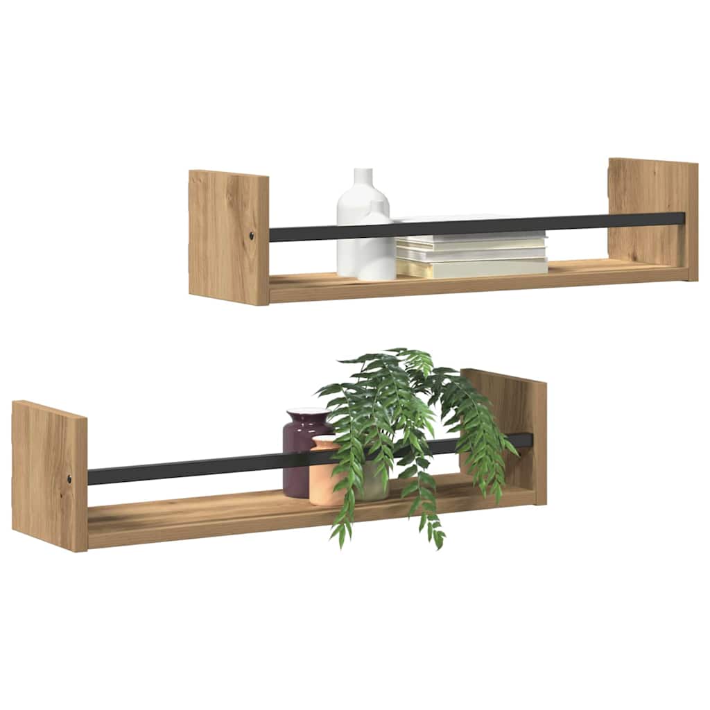 vidaXL Półka ścienna 2 pcs Dąb rzemieślniczy 60 x 16 x 14 cm