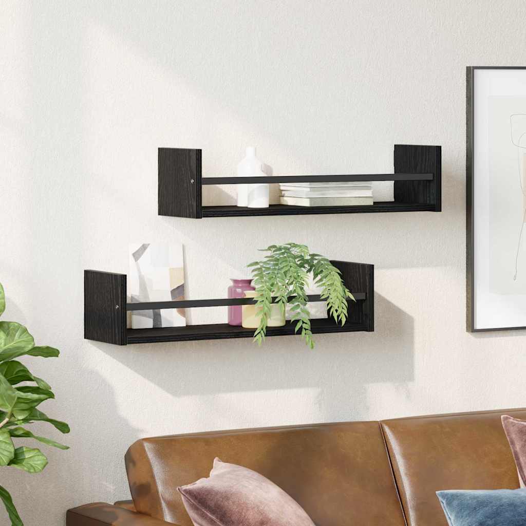 vidaXL Półka ścienna 2 pcs Czarny Dąb 60 x 16 x 14 cm