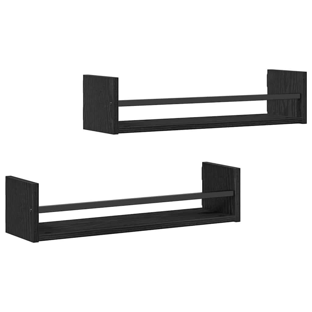 vidaXL Półka ścienna 2 pcs Czarny Dąb 60 x 16 x 14 cm