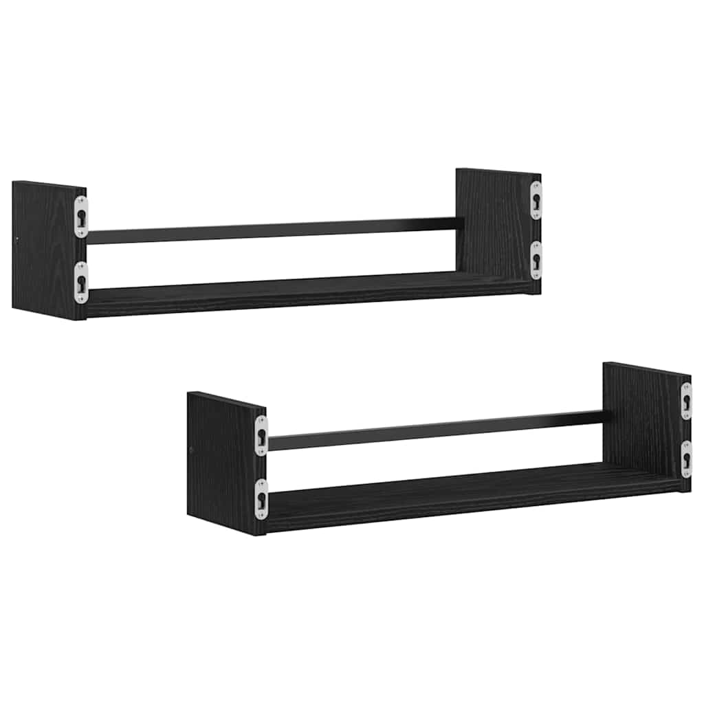 vidaXL Półka ścienna 2 pcs Czarny Dąb 60 x 16 x 14 cm
