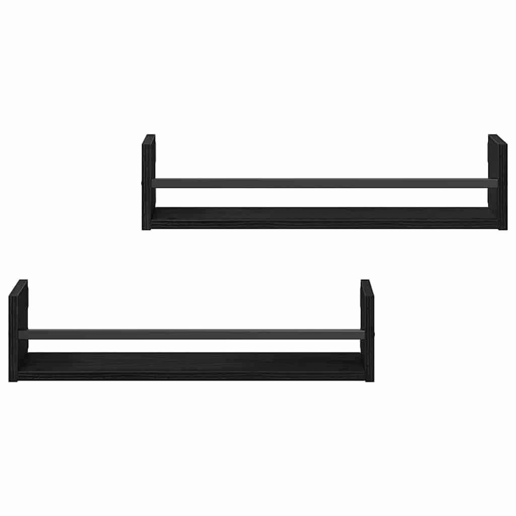 vidaXL Półka ścienna 2 pcs Czarny Dąb 60 x 16 x 14 cm