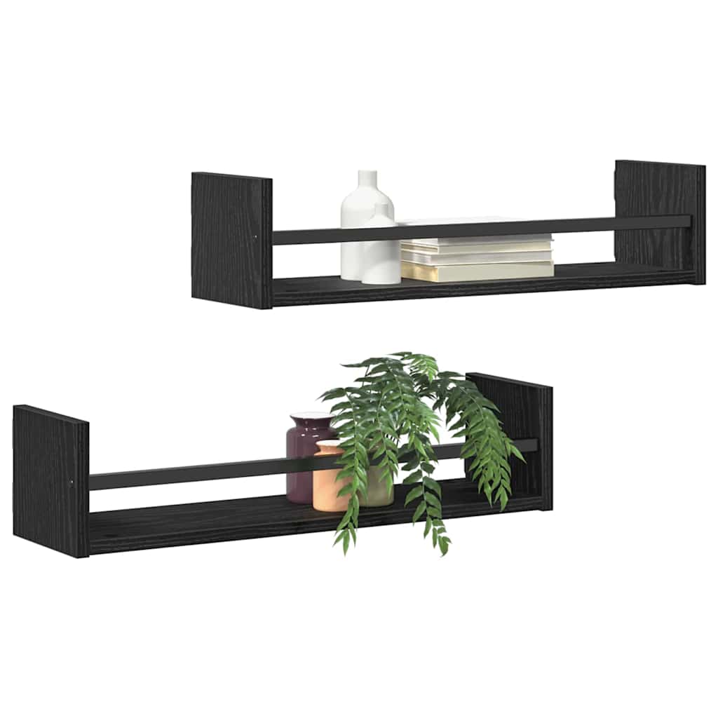 vidaXL Półka ścienna 2 pcs Czarny Dąb 60 x 16 x 14 cm