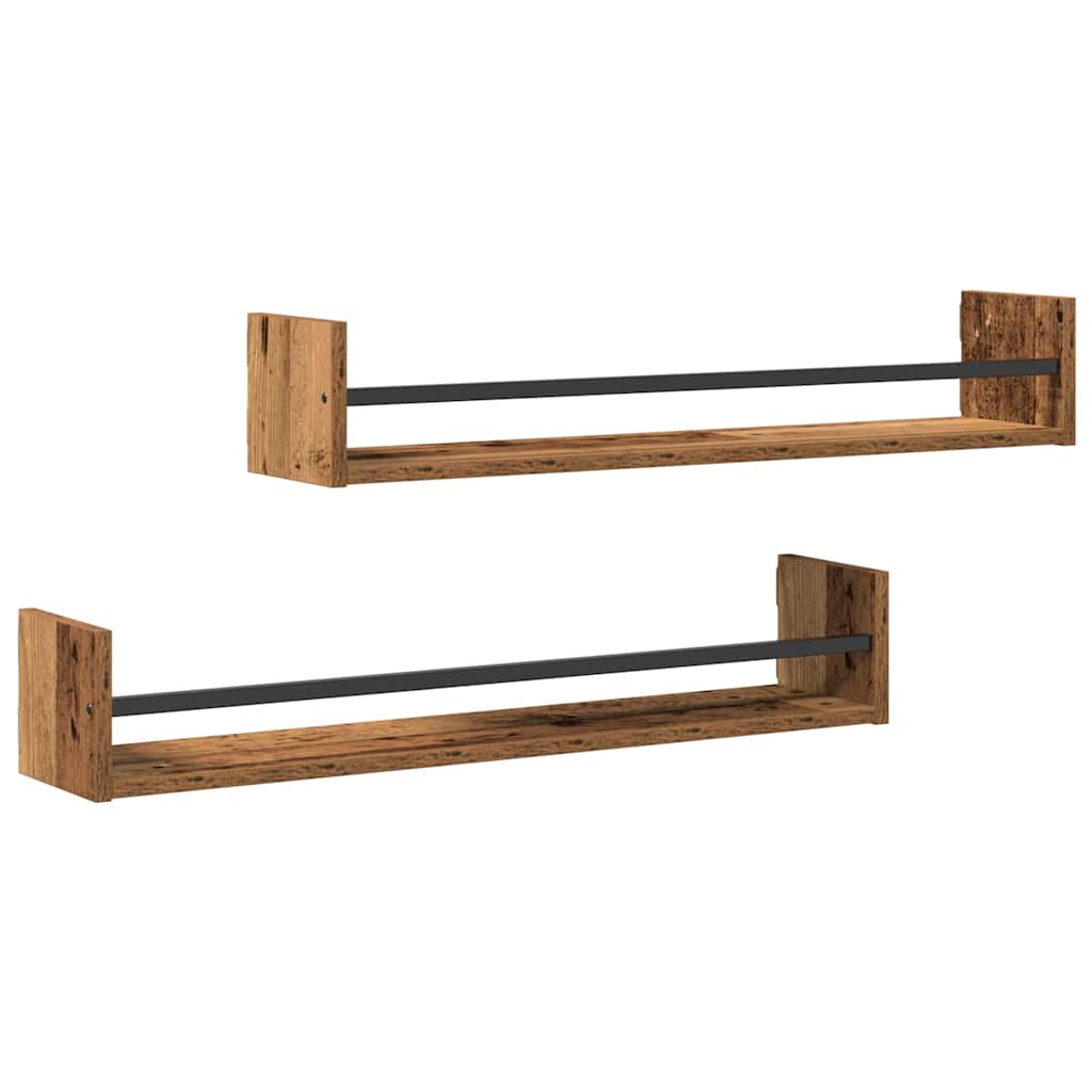 vidaXL Półka ścienna 2 pcs Stare drewno 80 x 16 x 14 cm