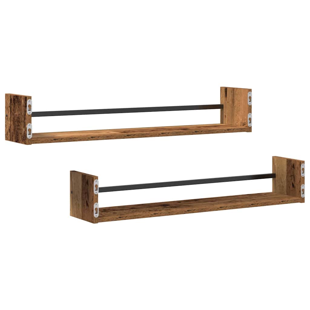 vidaXL Półka ścienna 2 pcs Stare drewno 80 x 16 x 14 cm