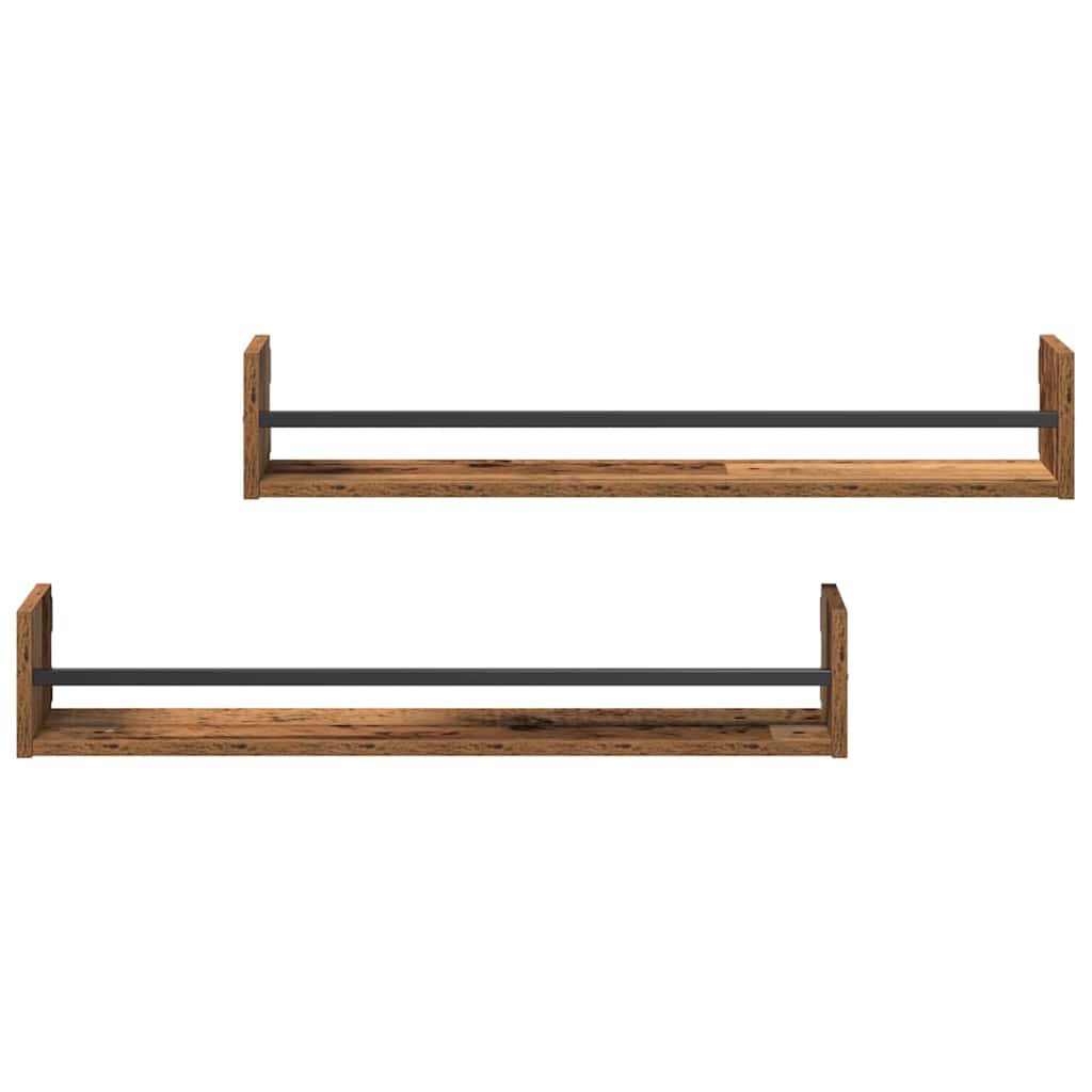 vidaXL Półka ścienna 2 pcs Stare drewno 80 x 16 x 14 cm