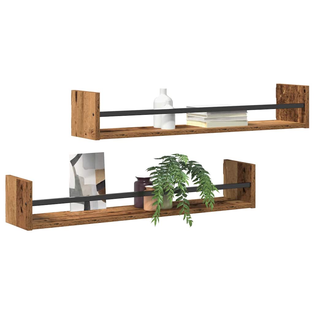 vidaXL Półka ścienna 2 pcs Stare drewno 80 x 16 x 14 cm