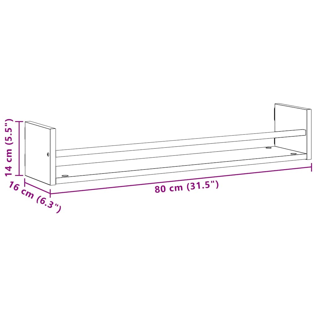 vidaXL Półka ścienna 2 pcs Stare drewno 80 x 16 x 14 cm