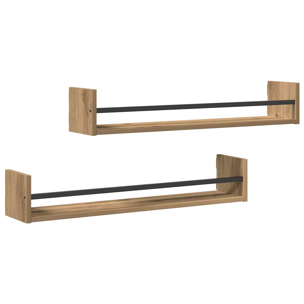 vidaXL Półka ścienna 2 pcs Dąb rzemieślniczy 80 x 16 x 14 cm