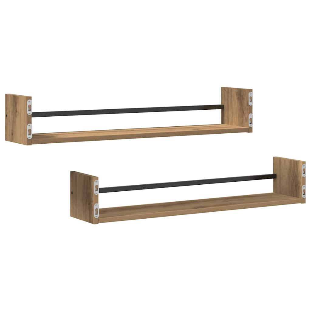 vidaXL Półka ścienna 2 pcs Dąb rzemieślniczy 80 x 16 x 14 cm