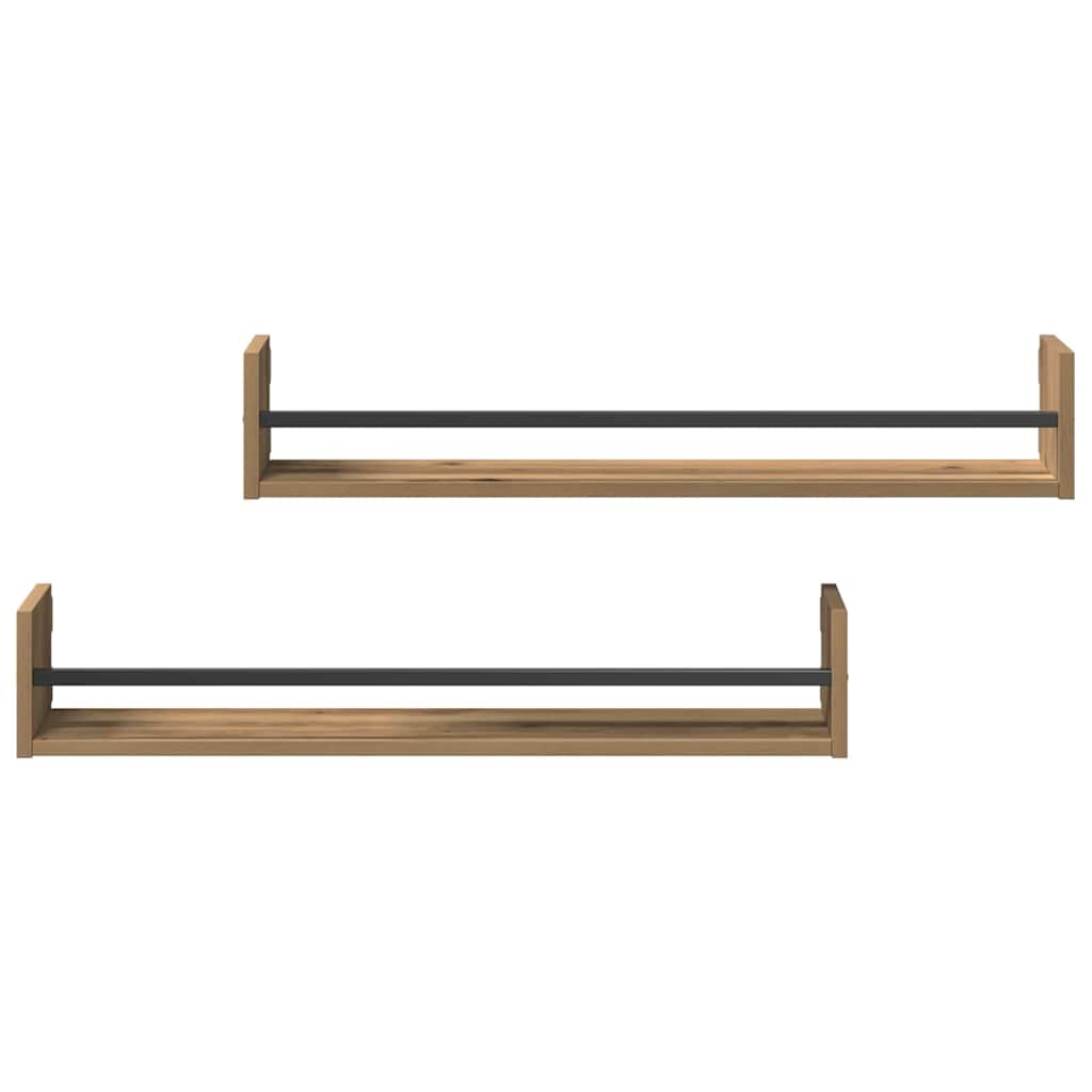 vidaXL Półka ścienna 2 pcs Dąb rzemieślniczy 80 x 16 x 14 cm