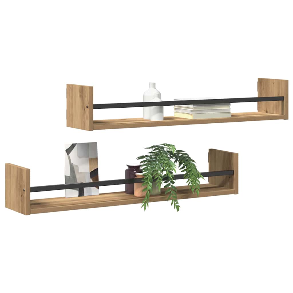 vidaXL Półka ścienna 2 pcs Dąb rzemieślniczy 80 x 16 x 14 cm