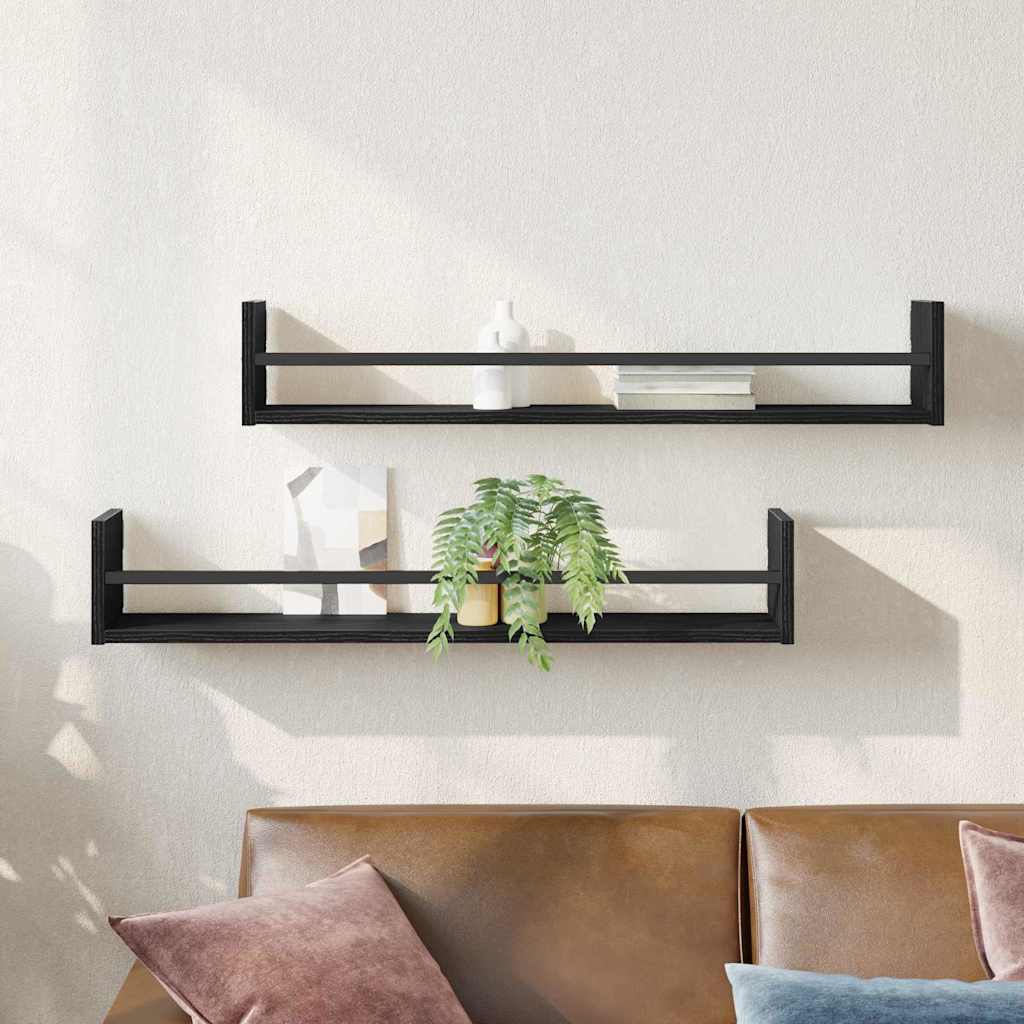 vidaXL Półka ścienna 2 pcs Czarny Dąb 80 x 16 x 14 cm