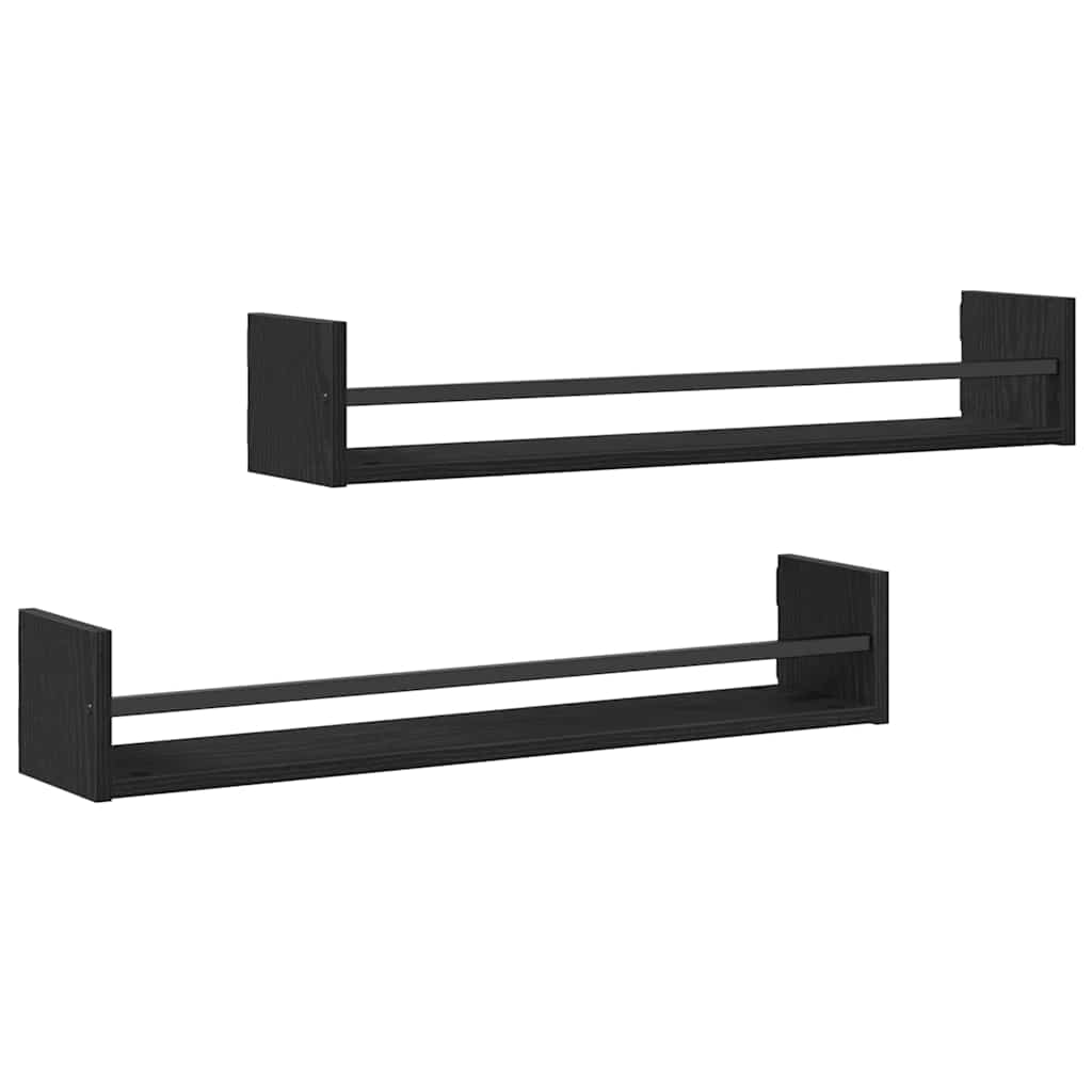 vidaXL Półka ścienna 2 pcs Czarny Dąb 80 x 16 x 14 cm