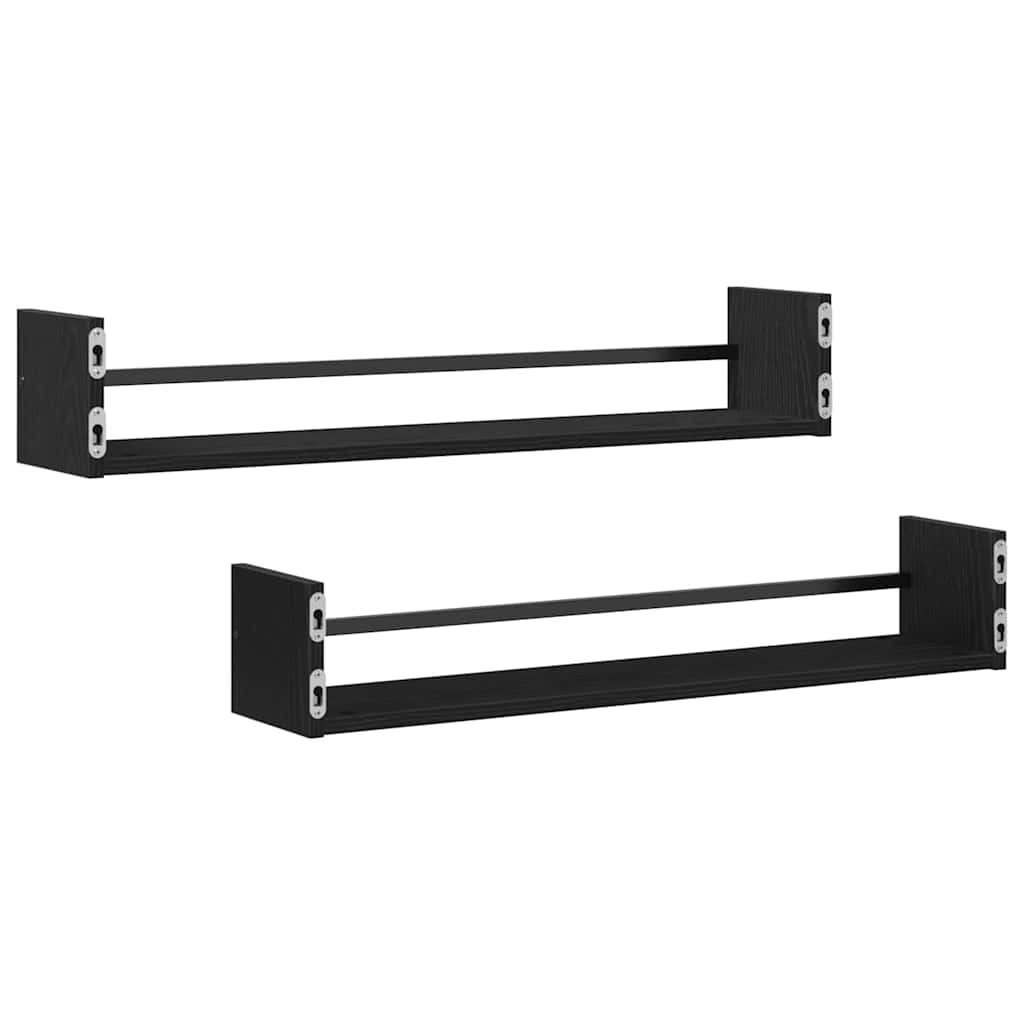 vidaXL Półka ścienna 2 pcs Czarny Dąb 80 x 16 x 14 cm