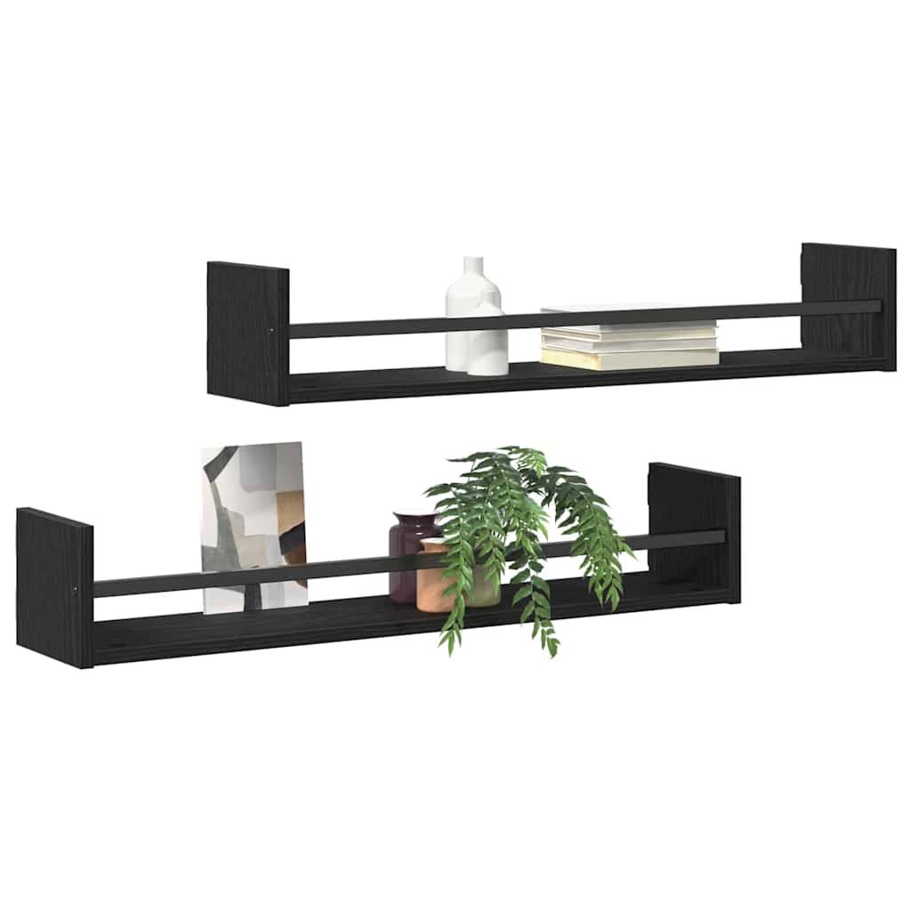 vidaXL Półka ścienna 2 pcs Czarny Dąb 80 x 16 x 14 cm