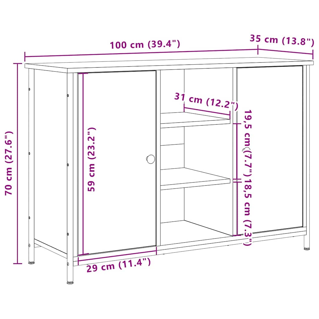 vidaXL Bufet Stare drewno 100 x 35 x 70 cm