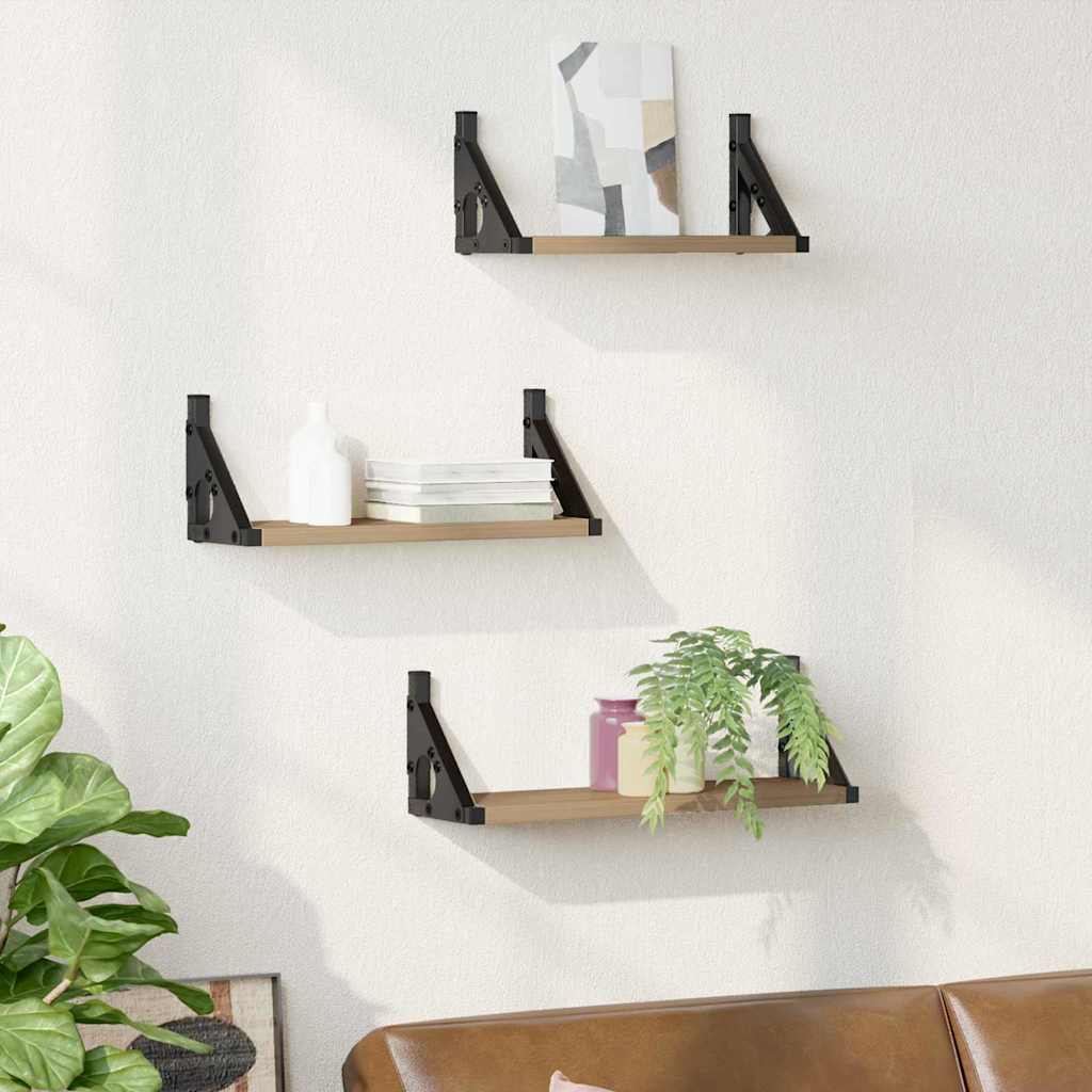 vidaXL Półka ścienna Montowane na ścianie 3 pcs Dąb dymny