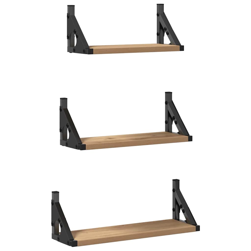 vidaXL Półka ścienna Montowane na ścianie 3 pcs Dąb dymny