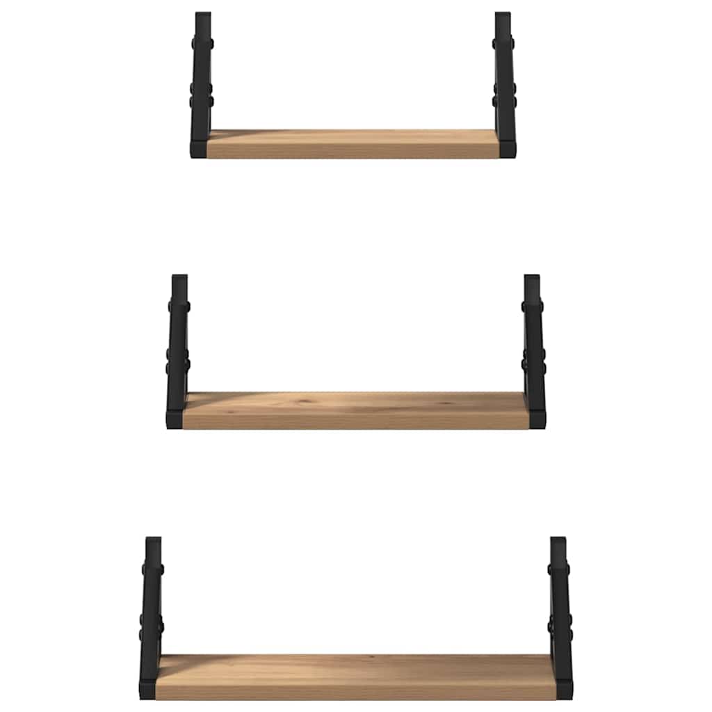 vidaXL Półka ścienna Montowane na ścianie 3 pcs Dąb dymny