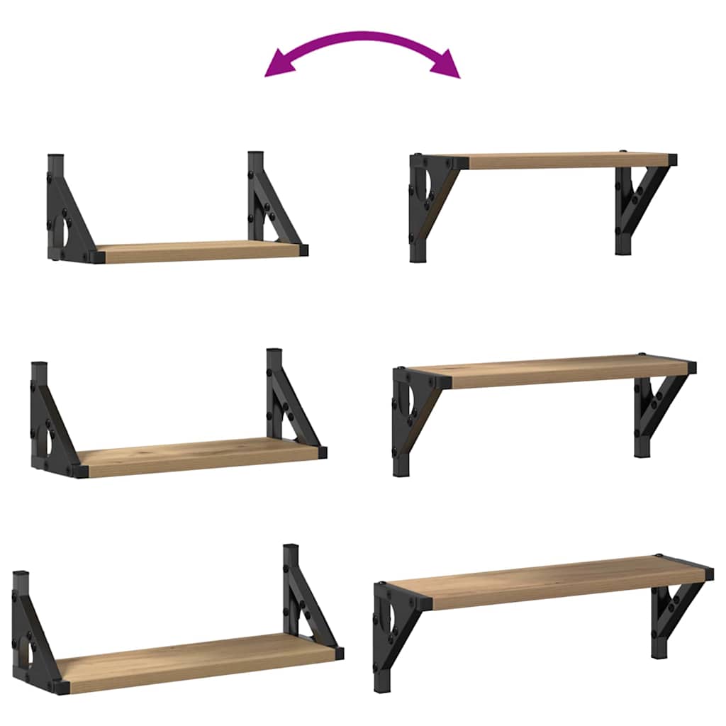 vidaXL Półka ścienna Montowane na ścianie 3 pcs Dąb dymny