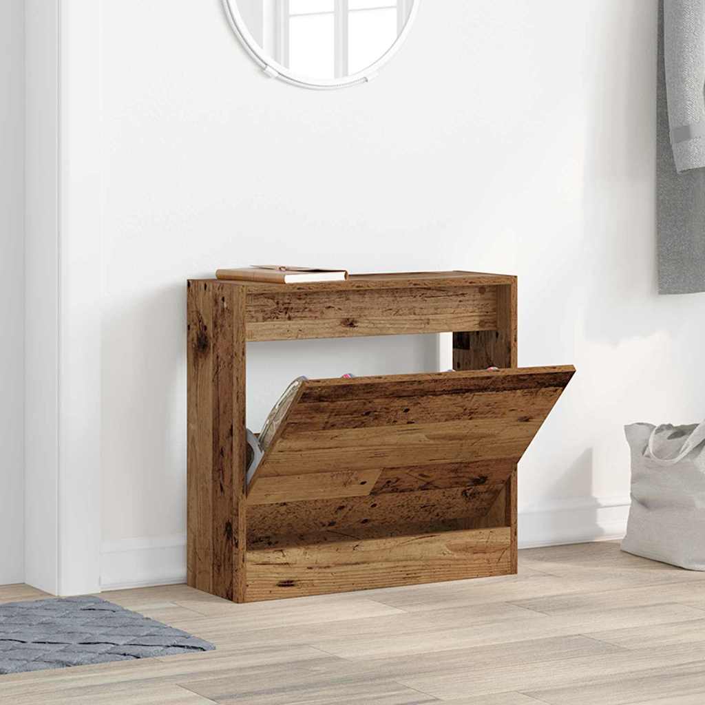 vidaXL Szafka na buty z półką z drzwiami Stare drewno 60 x 21 x 57 cm