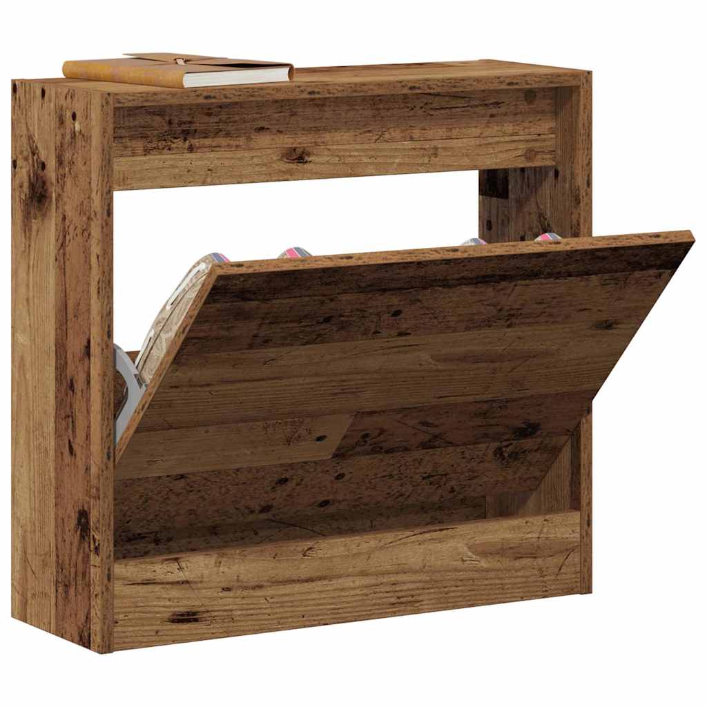 vidaXL Szafka na buty z półką z drzwiami Stare drewno 60 x 21 x 57 cm
