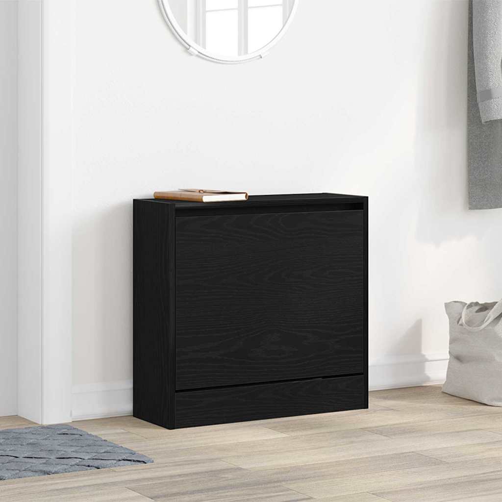 vidaXL Szafka na buty z półką z drzwiami Czarny Dąb 60 x 21 x 57 cm
