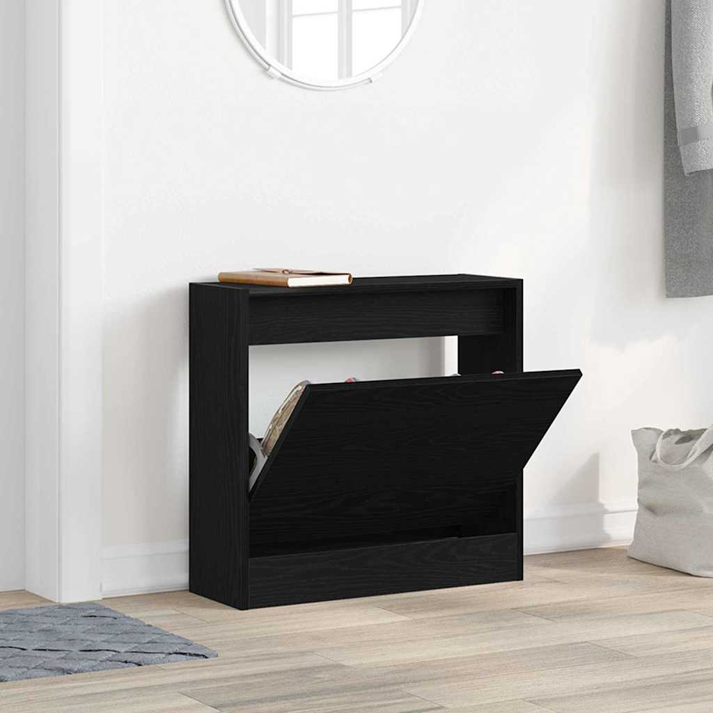 vidaXL Szafka na buty z półką z drzwiami Czarny Dąb 60 x 21 x 57 cm