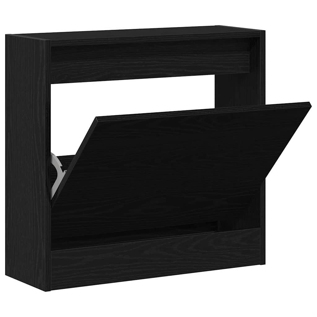 vidaXL Szafka na buty z półką z drzwiami Czarny Dąb 60 x 21 x 57 cm