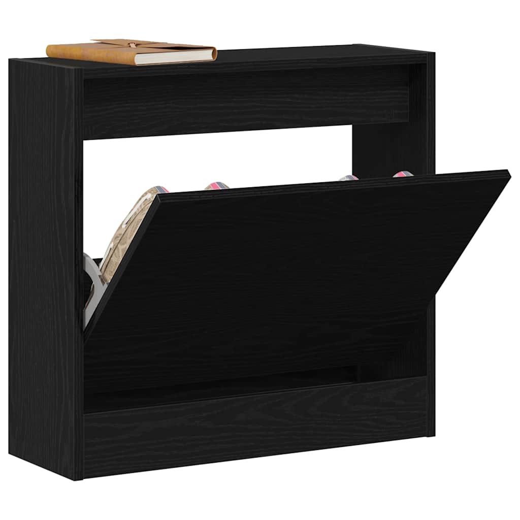 vidaXL Szafka na buty z półką z drzwiami Czarny Dąb 60 x 21 x 57 cm