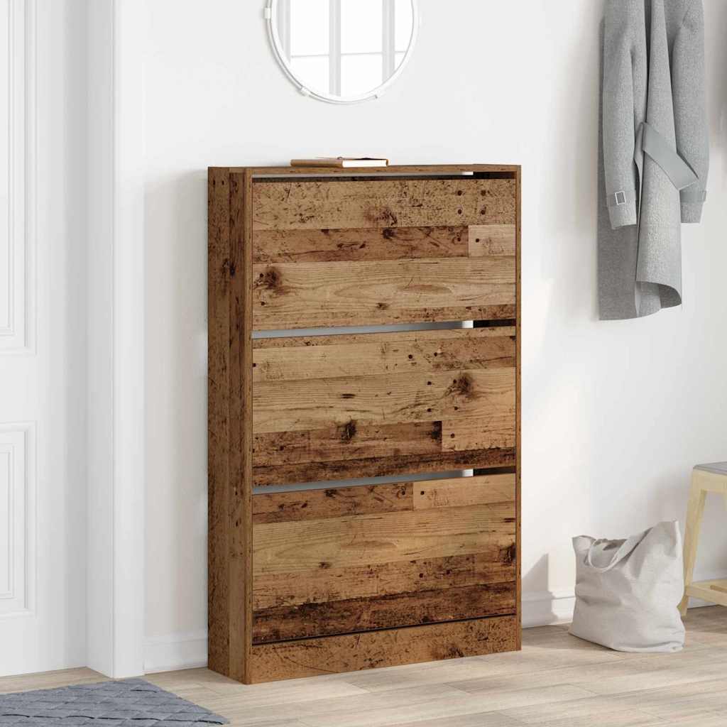 vidaXL Szafka na buty z półką Stare drewno 80 x 21 x 125,5 cm