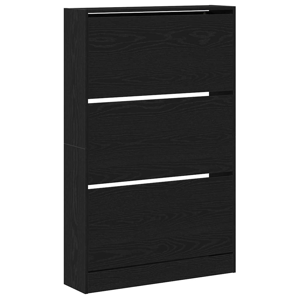 vidaXL Szafka na buty z półką z drzwiami Czarny Dąb 80 x 21 x 125,5 cm