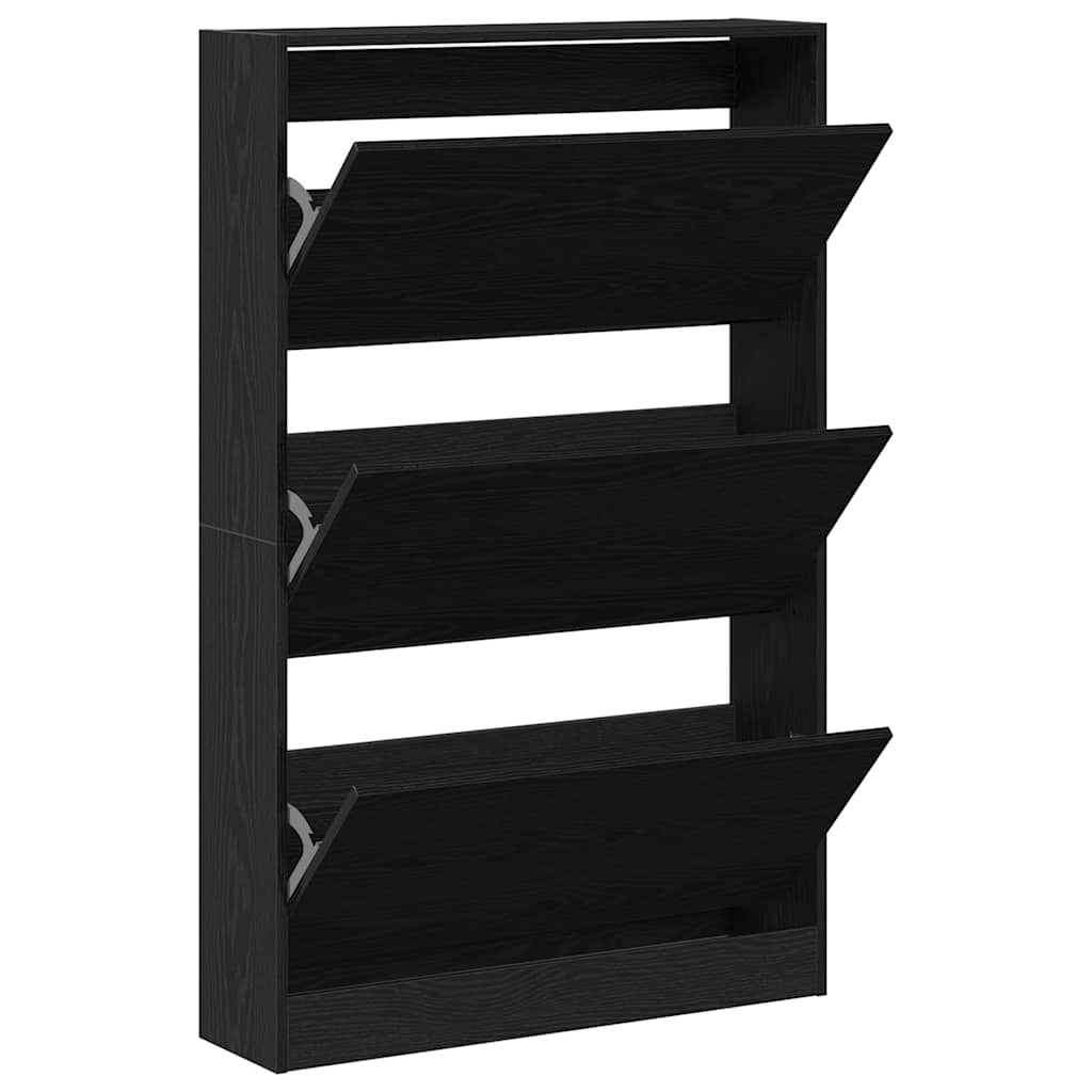 vidaXL Szafka na buty z półką z drzwiami Czarny Dąb 80 x 21 x 125,5 cm