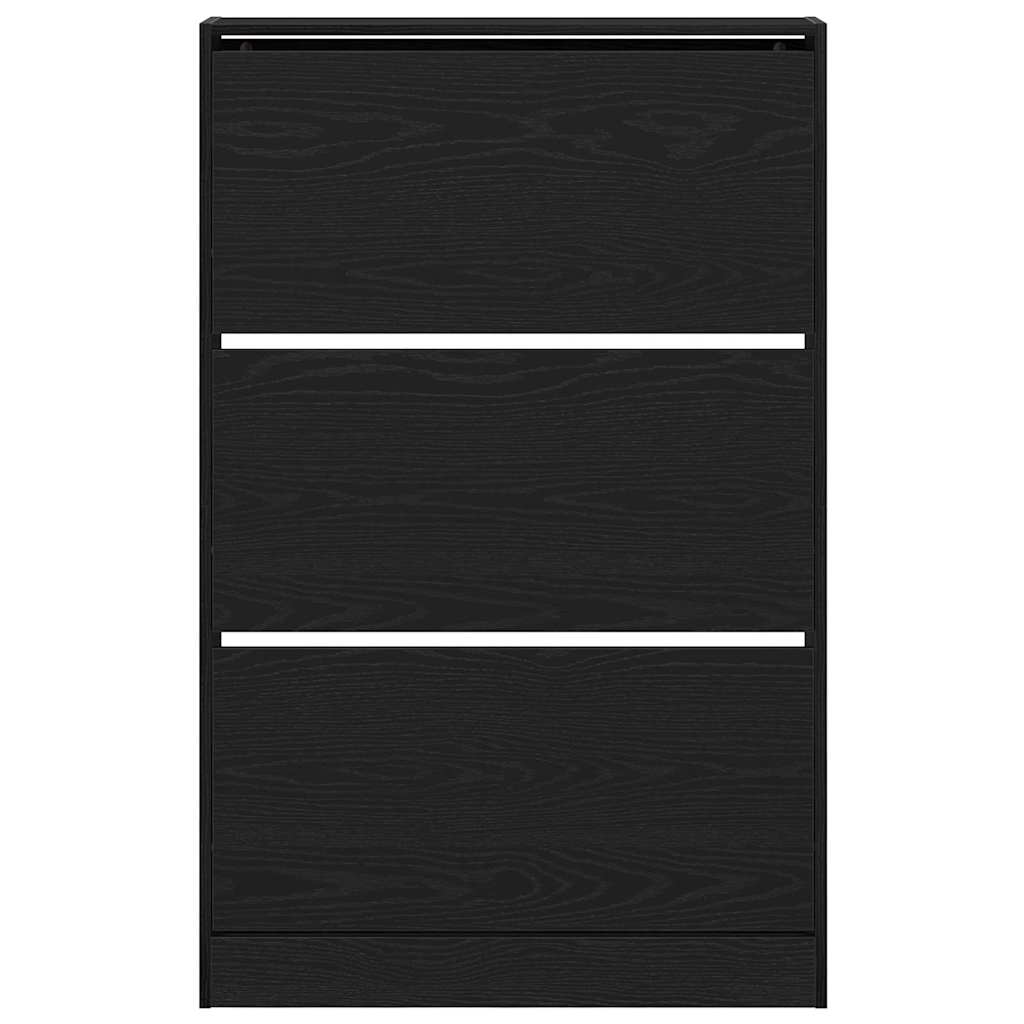 vidaXL Szafka na buty z półką z drzwiami Czarny Dąb 80 x 21 x 125,5 cm