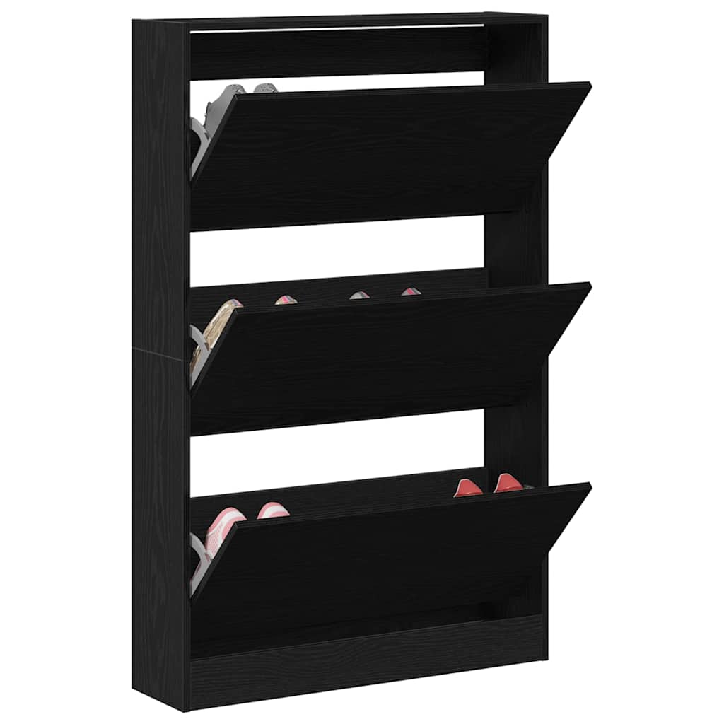 vidaXL Szafka na buty z półką z drzwiami Czarny Dąb 80 x 21 x 125,5 cm